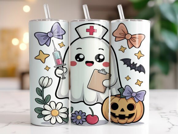 20oz Cute Ghost Nurse Halloween Tumbler