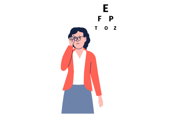 Blurry Vision Symptom. Medical Illness C
