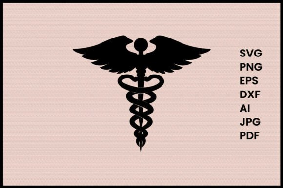 Caduceus with Medical Gloves Silhouette