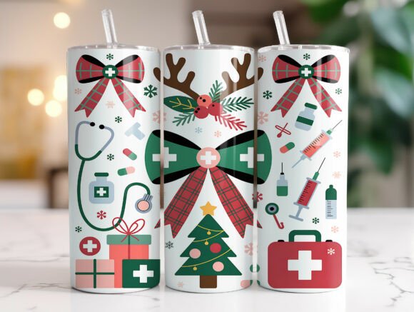 Christmas Nurse 20oz Tumbler Wrap PNG
