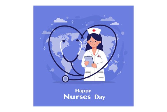 Female Nurse with Stethoscope Heart Shape