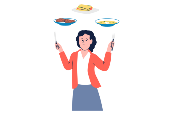 Hunger Icon: Medical Symptom. Woman with