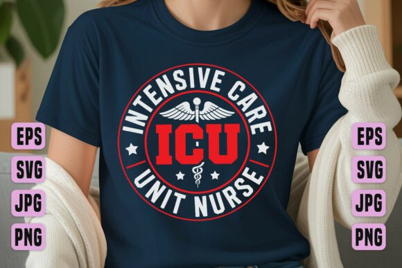 ICU Nurse Badge Red and Black