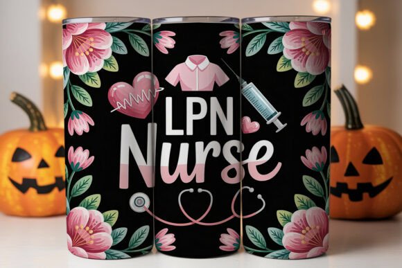LPN Nurse Floral 20oz Tumbler Wrap
