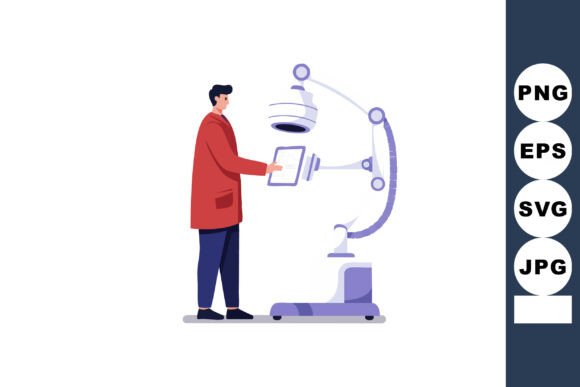 Male Doctor Using Medical Imaging Machine