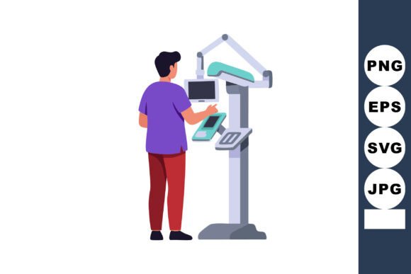 Male Technician Operating Medical Imaging