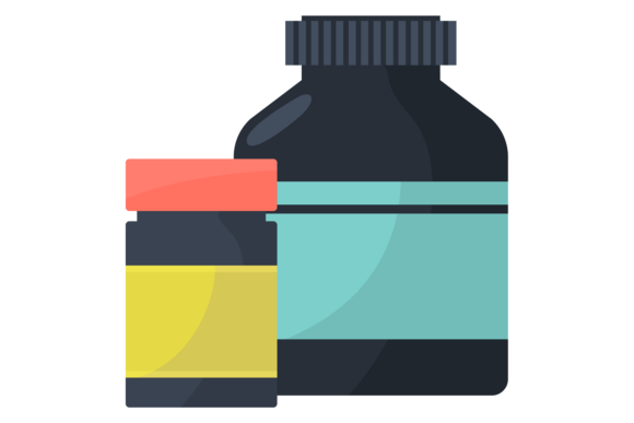 Medical Bottles Color Icon: Drug Jars Symbol