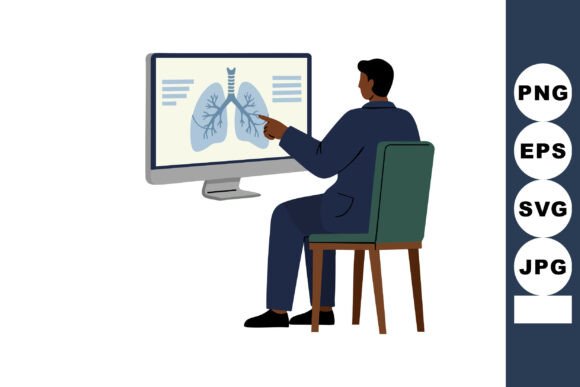 Medical Doctor Analyzing Lung X-ray Imag