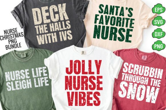 Nurse Christmas PNG, Retro Merry Nurse