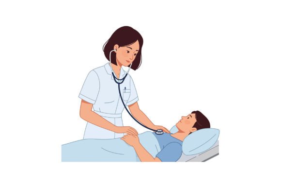 Nurse Examining Patient with Stethoscope