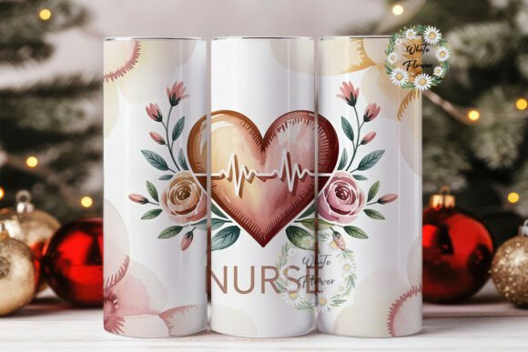 Nurse Floral Heart Tumbler Wrap