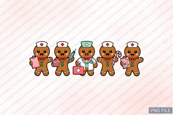 Nurse Gingerbread Men Christmas PNG