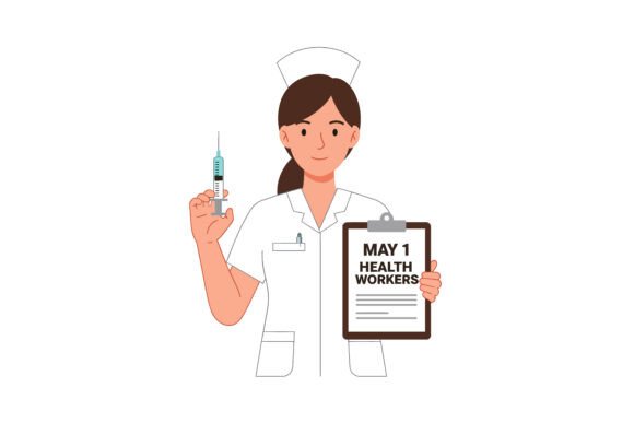 Nurse Holding Syringe and Clipboard for