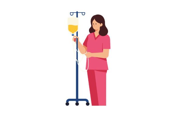 Nurse in Pink Scrubs Holding Intravenous