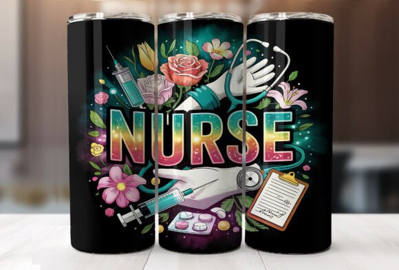 Nurse Themed 20oz Tumbler Wrap PNG
