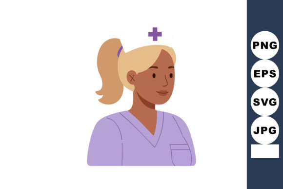 Nurse Wearing Purple Uniform and Medical