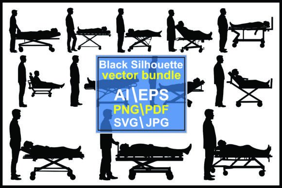Silhouettes People on Medical Stretchers