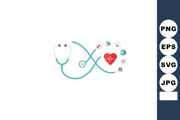 Stethoscope with Heart and Medical Icons