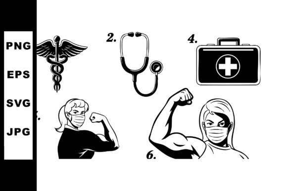 Strong Woman Medical Symbols Vector