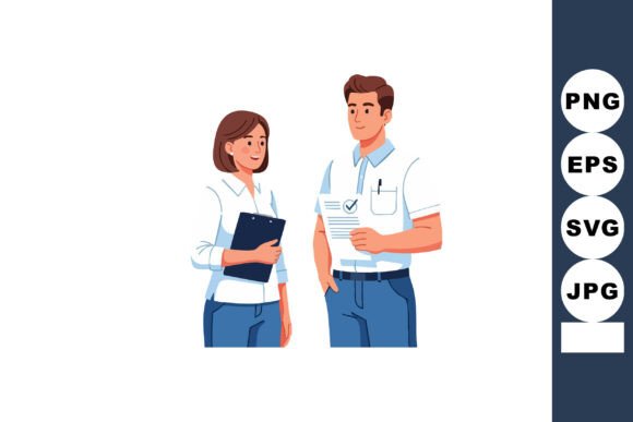 Two Medical Professionals in Casual Uniform