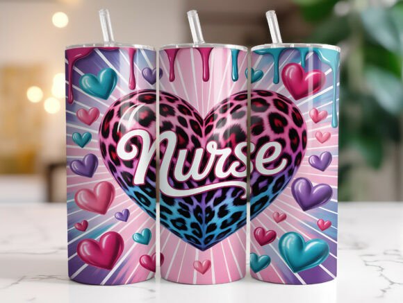 Valentine Nurse Heart Tumbler PNG Design