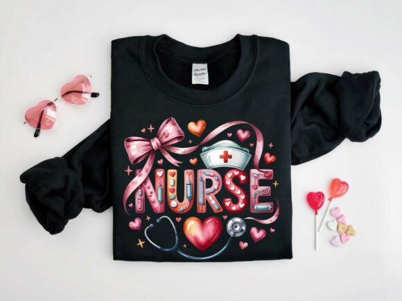 Valentine Nurse PNG: Coquette Charm, Real Embroidery Readiness